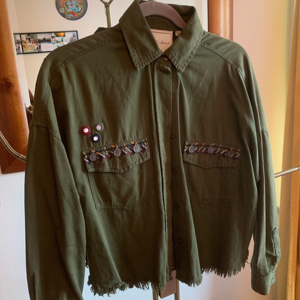 Military meets Hippie in this one of a kind jacket.